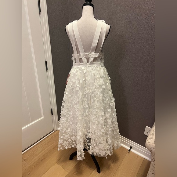 BHLDN STEVIE SLEEVELESS V-NECK FLORAL APPLIQUÉ A-LINE MIDI DRESS - Picture 4 of 5